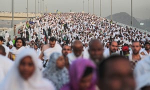 Muslim pilgrims in Mina during the hajj, Mecca, Saudi Arabia