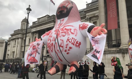 Protesters demand justice for Jamal Khashoggi in London’s Trafalgar Square, 3 October 2019