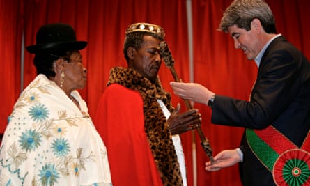 Julio Pinedo is crowned king of Afro-Bolivians by the governor of La Paz.