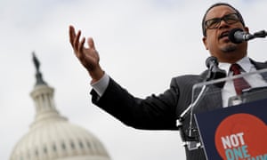 Keith Ellison speaks during a rally on Capitol Hill in Washington.
