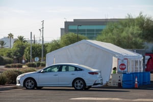A worker at a COVID-19 testing center at Phoenix College in Phoenix, Arizona on Oct. 15, 2020. Maricopa was especially hard hit by the coronavirus, and remains the fifth worst county affected in the US.
