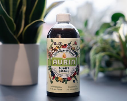 A bottle of the Aurin fertiliser