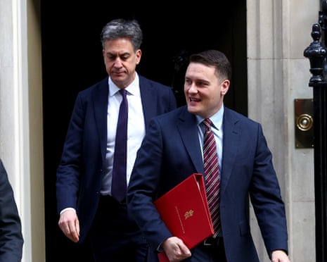 Ed Miliband and Wes Streeting leaving No 10 Downing Street