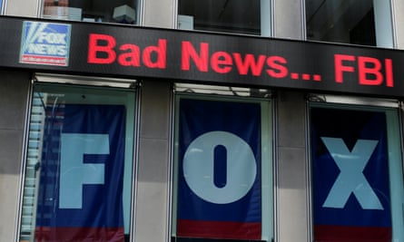 The Fox News electronic ticker is seen at the News Corporation building in New York, 2018