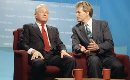 Edwin Edwards (left) and David Duke on NBC’s Meet the Press in 1991.