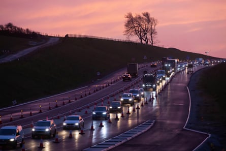 Traffic on a new section of the A30 dual-carriageway