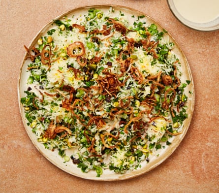 Meera Sodha’s herbed rice with saffron and pistachios.