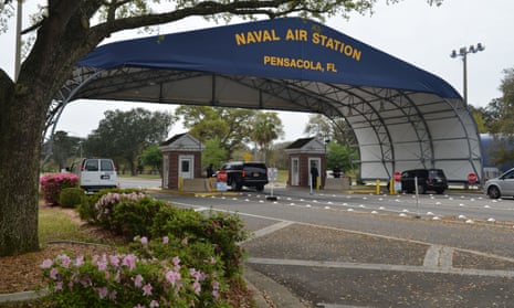 The main gate at the naval air station in Pensacola, Florida. 