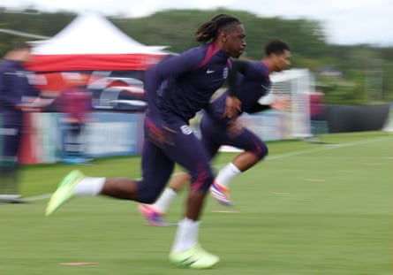 Eberechi Eze takes part in an England training session.