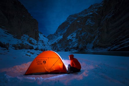 Ice camping the by Zanskar river.