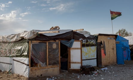 Makeshift shelters at the Calais refugee camp
