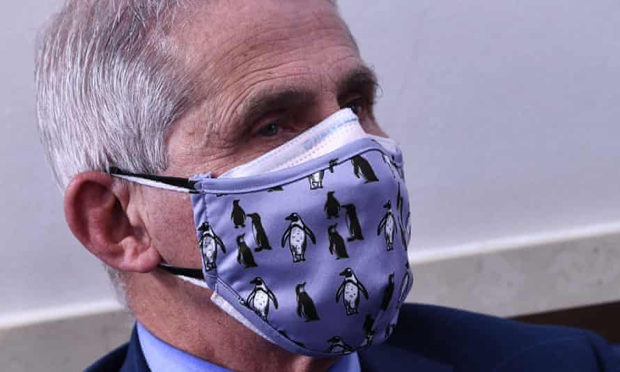 Anthony Fauci wearing two masks in November.