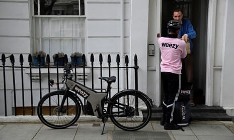 Groceries processed and delivered by online supermarket Weezy in London.
