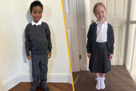 Marks & Spencer school uniform shot, boy and girl