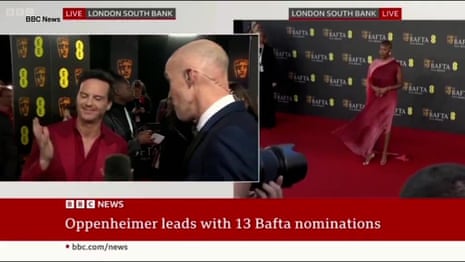 Andrew Scott waves off question in awkward BBC Baftas interview – video