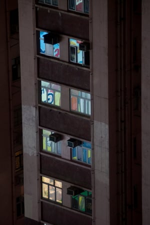 Air-conditioning units outside flats in Hong Kong.