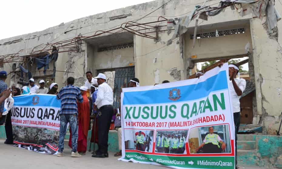 Somali people gathered in Mogadishu to commemorate the first anniversary of the bombing.