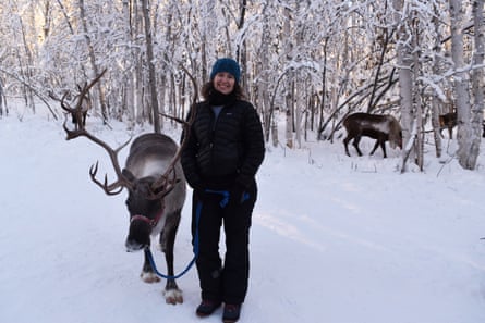 a photo of a woman wearing winter clothes in Anchorage
