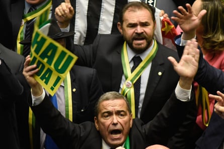 Deputies vote in favour of the move to impeach president Dilma Rousseff.