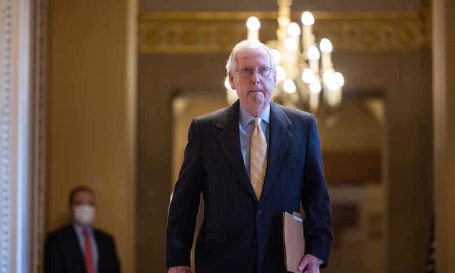 US Senate to debate voting rights legislationepa09683031 Republican Senate Minority Leader from Kentucky Mitch McConnell walks to the Senate Floor in Washington, DC, USA, 13 January 2022. US President Joe Biden was expected to meet with Senate Democrats on voting rights legislation later in the day. Biden is pushing the Senate to change its filibuster rules in order to get the voting rights legislation passed. EPA/JIM LO SCALZO / POOL