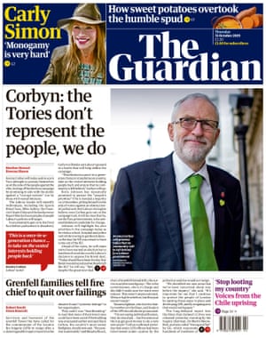 Guardian front page, Thursday 31 October 2019