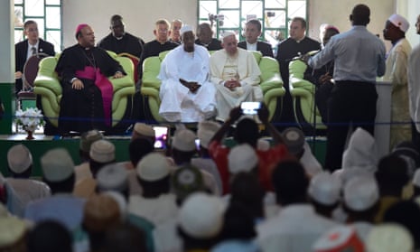 Pope Francis during a visit to the Central Mosque in Bangui.