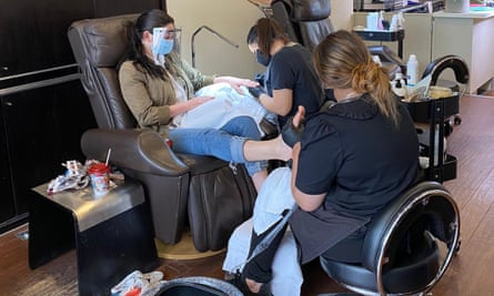 A customer receives a Covid-secure pedicure at Coco.
