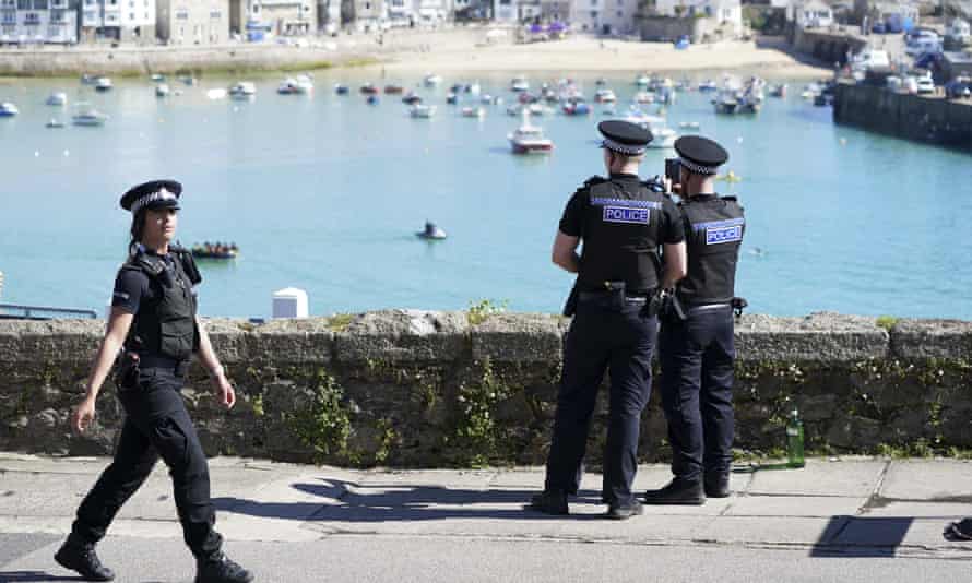 Police on patrol in St Ives during G7 summit
