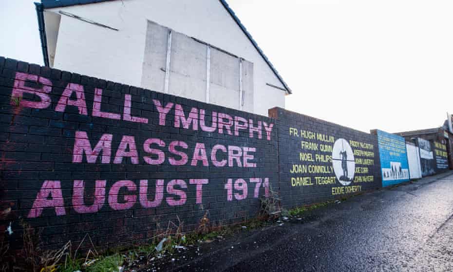 A mural on a wall in West Belfast remembering the Ballymurphy killings of 1971
