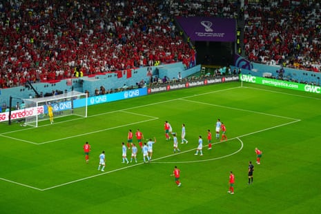 Achraf Hakimi fires a free kick over the bar.