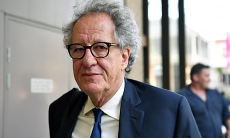 Australian actor Geoffrey Rush leaves the federal court in Sydney on Thursday.