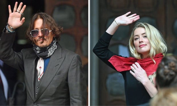 Johnny Depp, left, and Amber Heard arriving at the high court in London