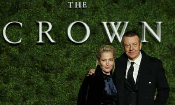 Writer Peter Morgan with Gillian Anderson, who will play Margaret Thatcher in season 4 of The Crown.