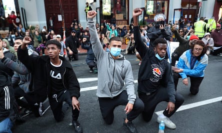 Protesters demonstrate against the killing of George Floyd in Auckland, New Zealand, on 1 June