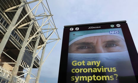 An advertisement outside St James’ Park – Steve Bruce says: ‘Covid is one problem we have to manage but I don’t really want to go into individuals.’