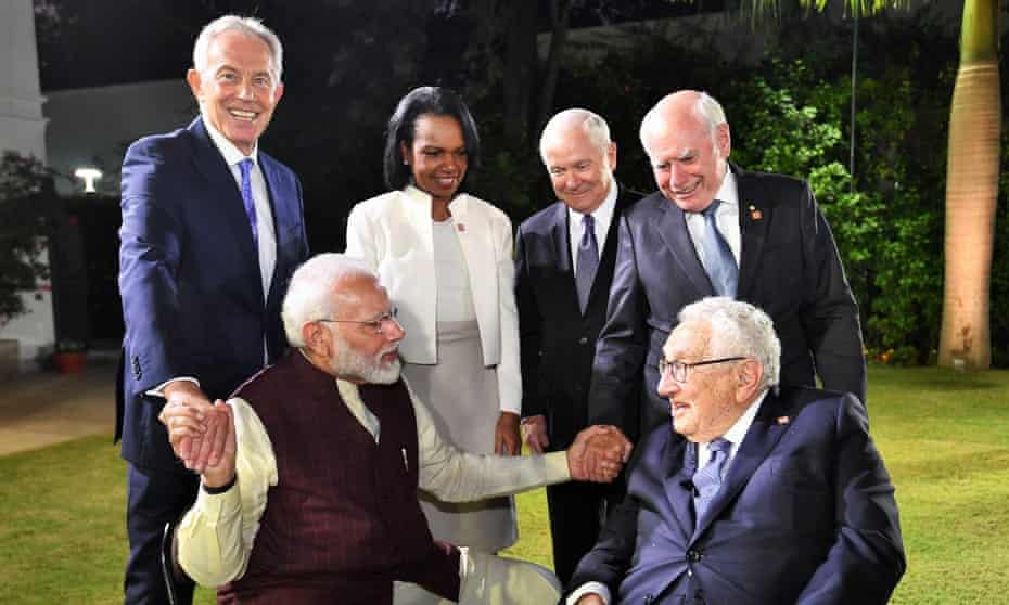 Narendra Modi, Henry Kissinger, Tony Blair, Condoleezza Rice, Robert Gates and John Howard meet in New Delhi