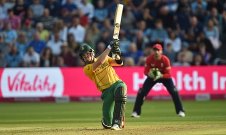 Rilee Rossouw hits out on his way to 96 against England
