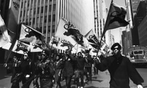 The Black Panthers march in protest of the trial of co-founder Huey P Newton in Oakland. Many black bookstores served as hubs for the Black Power movement.