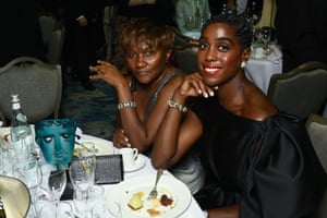 Lashana Lynch and her mother with her rising star award.