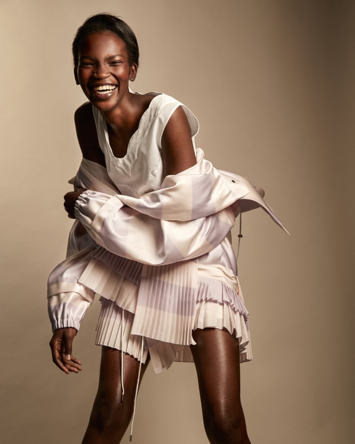 Model Aamito Lagum wearing Christian Dior clothes