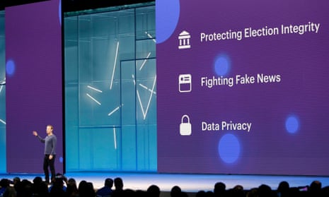Mark Zuckerberg discusses data privacy at a keynote speech.