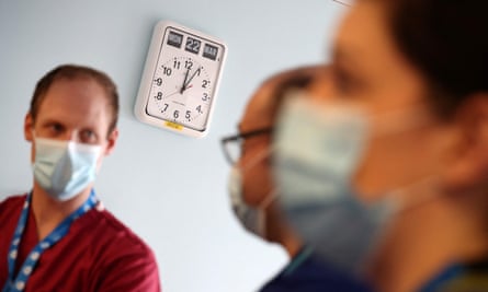 Critical care staff in the ICU at Queen Alexandra hospital in Portsmouth, 23 March 2021.