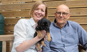 Emily Harding and Peter Beaumont with their new puppy Bodhi.