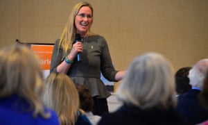 Scarlett Lewis with microphone and audience