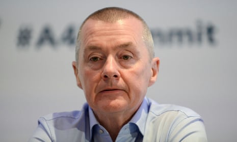 Willie Walsh, chief executive of International Airlines Group (IAG), at the Europe Aviation Summit in Brussels, on 3 March.