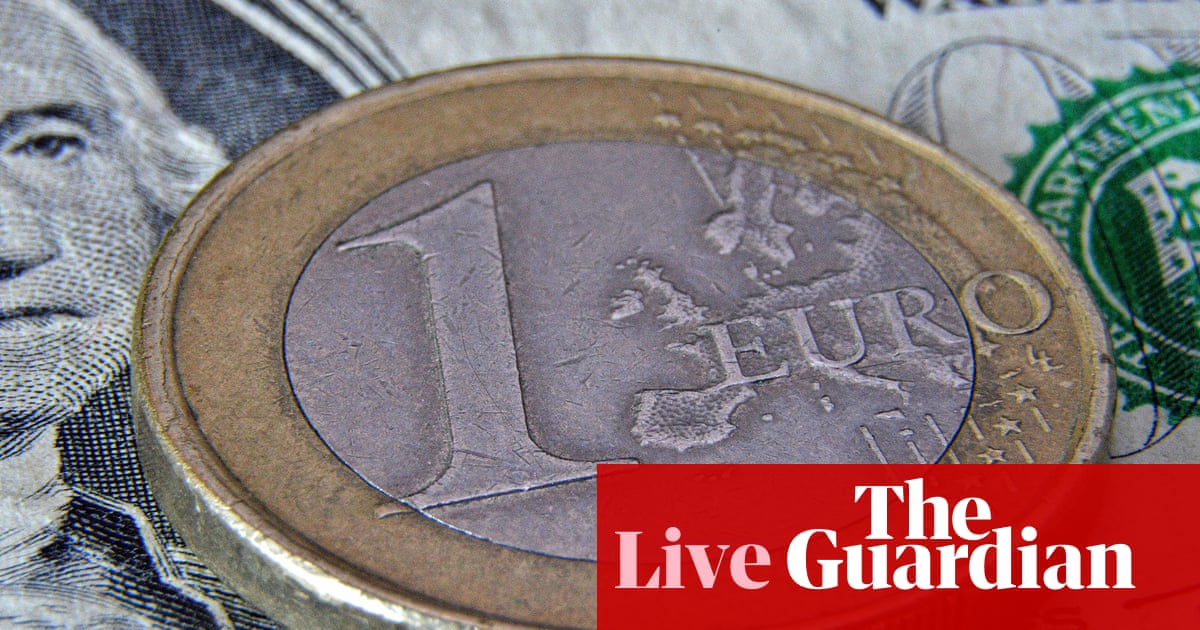 Euro falls to brink of parity with dollar over fears Russia will cut off gas supplies – business live
