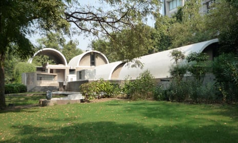 Balkrishna Doshi's studio, Sangath, to the west of Ahmedabad, is half buried in the ground under insulated concrete vaults covered in white ceramic surfaces that protect it from the extreme heat and dust storms.