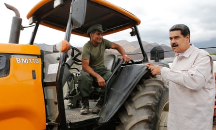 Nicolás Maduro visits a farm in Aragua state in a photo released on Wednesday.