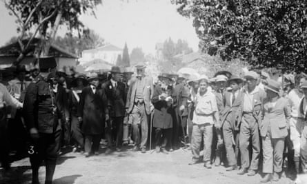 Arthur Balfour visiting Jewish colonies in Palestine in 1925.