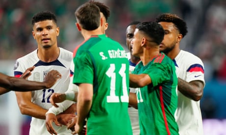 USA win over Mexico cut short by homophobic chants on night of four red cards